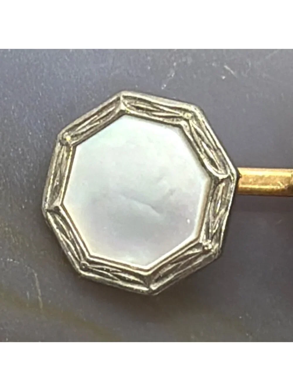 Cufflinks Art Deco Mother of Pearl Rolled Gold Plate Tuxedo Double Sided Vintage
